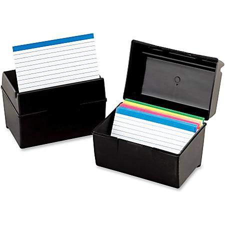 Oxford® Index Card Storage Box With Flip-Top Closure Lid, 8" x 5", Black