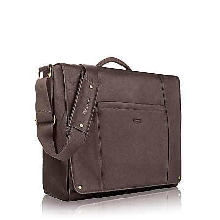 Solo New York Hudson Leather Messenger Bag For Laptops, Espresso