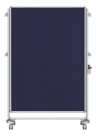 Ghent Nexus Partition Double-Sided Mobile Magnetic Fabric/Non-Magnetic Dry-Erase/Bulletin Board, 46 1/4" x 65" Blue Board/Silver Aluminum Frame