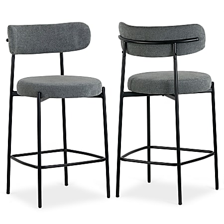 Glamour Home Awen Boucle Fabric Counter Height Stools, Gray, Set Of 2 Stools
