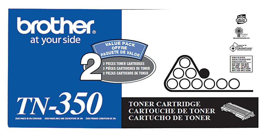 Brother® TN-350 Black Toner Cartridges, Pack Of 2, TN-3502PK