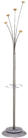 Alba Festival 5-Peg Coat Stand, Silver/Cherry, 5 Pegs