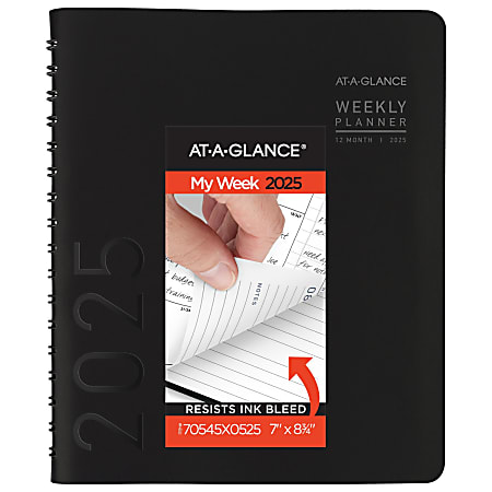 2025 AT-A-GLANCE® Contemporary Weekly/Monthly Planner, 7" x 8-3/4", Black, January To December, 70545X05