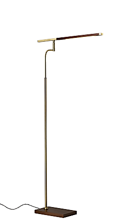 Adesso® Barrett LED Floor Lamp, 62-1/2”H, Antique Brass/Walnut