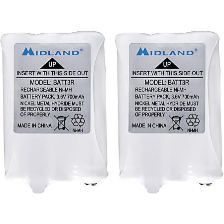 Midland Rechargeable Battery Pack - For Radio - Battery Rechargeable - 700 mAh - 3.6 V DC - 2 / Pair
