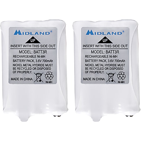 Midland Rechargeable Battery Pack - For Radio - Battery Rechargeable - 700 mAh - 3.6 V DCsapceShelf Life - 2 / Pair