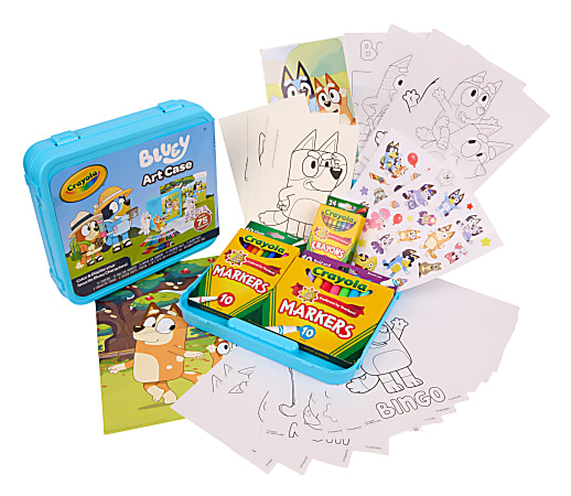 Crayola Bluey Create & Color Art Case (75+pcs), Bluey Coloring Pages & Stickers, Kids Art Kit, Bluey Gift for Girls & Boys, 5+