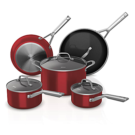 Ninja Foodi NeverStick Essential 9-Piece Aluminum Cookware Set, Red