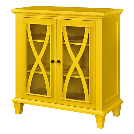 Yellow accent store cabinet