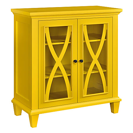 Ameriwood™ Home Ellington Double-Door Accent Cabinet, 3 Shelves, Yellow