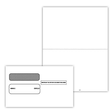 ComplyRight® W-2 Tax Form Set, Blank, Recipient Copy Only, 2-Up, 8-1/2" x 11", Pack Of 50 Forms And Envelopes