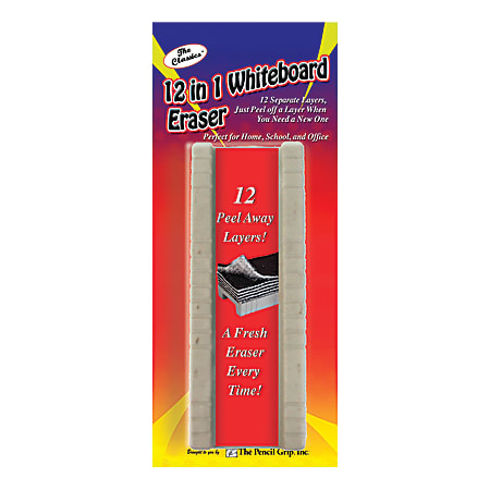 The Pencil Grip 12-In-1 Whiteboard Eraser, 5 3/4" x 2", White, Pack Of 6