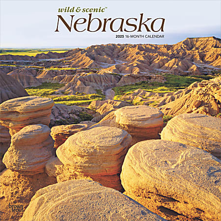 2025 BrownTrout Nebraska Wild & Scenic Monthly Plastic-Free Square Wall Calendar, 12" x 12", American States, January to December 2025, 9781975475352
