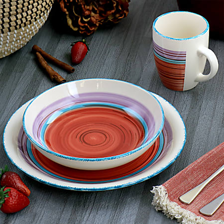 Spice By Tia Mowry Dinnerware Set, Melamine, Cinnamon Twist, 12 Pieces