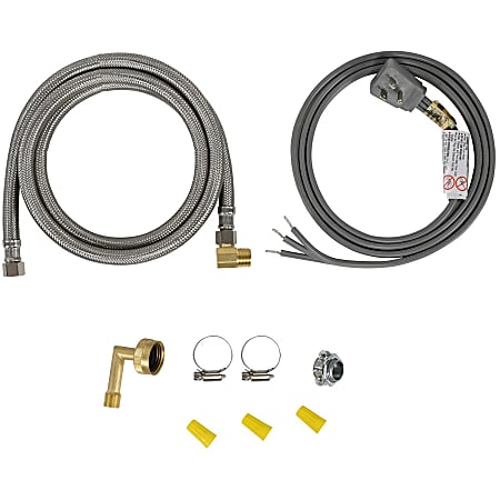 Certified Appliance Accessories Dishwasher Installation Kit with Right-Angle Plug Head - Metal, Stainless Steel, Brass - Yellow, Gray, Stainless Steel