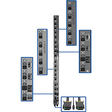 Tripp Lite 17.3kW 3-Phase Vertical PDU Strip, 208V Outlets (48 C13 & 6 C19), 0U Rack-Mount, Accessory for Select ATS PDUs - Power distribution unit (rack-mountable) - 27.8 A - AC 200/208/220/230/240 V - 17.3 kW
