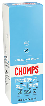 CHOMPS Snack Sticks, Sea Salt Beef, 1.15 Oz, Total Qty 24