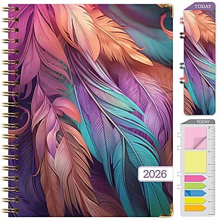 2026 Excello Brands Hardcover Fashion Daily/Weekly/Monthly Planner, 5.5" x 8", Pastel Peacock November 2025 - December 2026, (FSHN-CY26-8511-61)