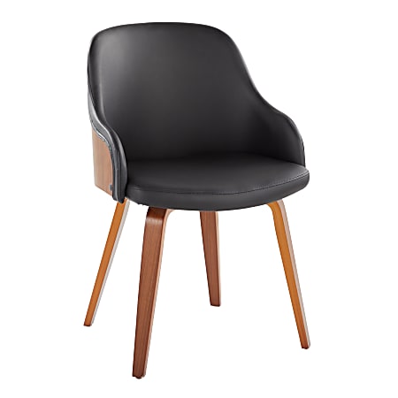 LumiSource Bacci Mid-Century Modern Accent Chair, Walnut/Black