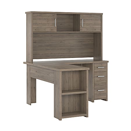 Ameriwood™ Home Eastway 59"W L-Shaped Computer Desk With Hutch, Brown