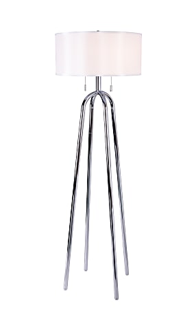 Kenroy Home Quadratic Floor Lamp, 61-1/2"H, White Shade/Chrome Base