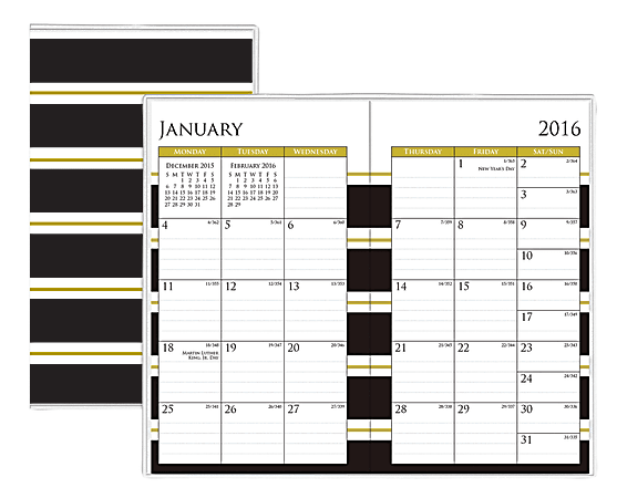 Blue Sky™ 24-Month Monthly Stapled Planner, 3 5/8" x 6 1/8", 50% Recycled, Athena, January 2016-December 2017