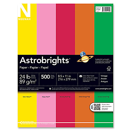Astrobrights Color Multi Use Printer Copier Paper Letter Size 8 12