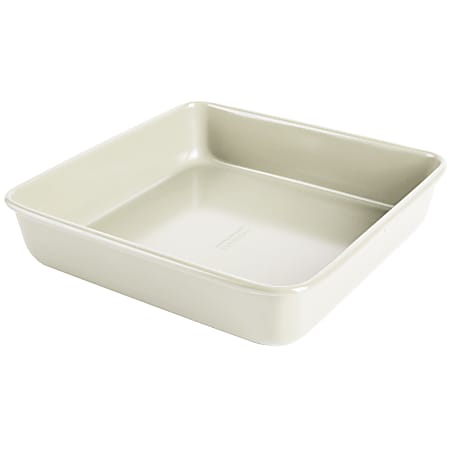 Martha Stewart Everyday Color Bake Carbon Steel Nonstick Square Cake Pan, 9”, Linen