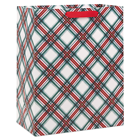 Hallmark 13" Large Holiday Gift Bag (Festive Red and Green Plaid)