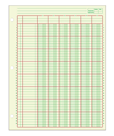 Adams® Analysis Pad, 8 1/2" x 11", 100 Pages (50 Sheets), 6 Columns, Green