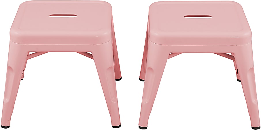 Ace Kid's Metal Stools, Blush Pink, Set Of 2 Stools