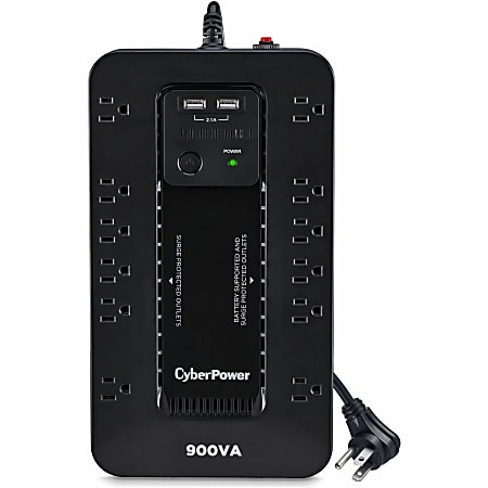 CyberPower ST900U Standby UPS Systems - 900VA/500W, 120 VAC, NEMA 5-15P, Compact, 12 Outlets, PowerPanel® Personal, $125000 CEG, 3YR Warranty