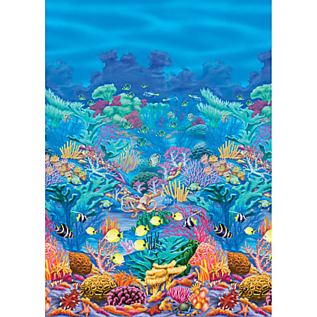Amscan Summer Luau Coral Reef Scene Setter Room Roll, 48" x 480", Multicolor