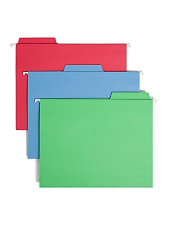 Smead® FasTab® Hanging File Folders, Letter Size, Assorted Colors, Pack Of 18 Folders