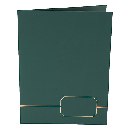Oxford™ Monogram Executive Twin Pocket Portfolios, 9" x 11 7/8", Green/Gold, Pack Of 4