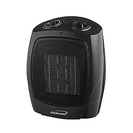 Brentwood H-C1601 Portable Ceramic Space Heater And Fan, 8-1/2" x 9", Black