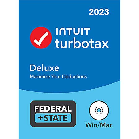 TurboTax Deluxe 2023 Federal + E-file + State, For PC/Mac, Disc Or Download