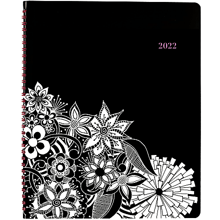 AT-A-GLANCE® Cambridge FloraDoodle Weekly/Monthly Appointment Book, Letter-Size, Black, January To December 2022, 589-905