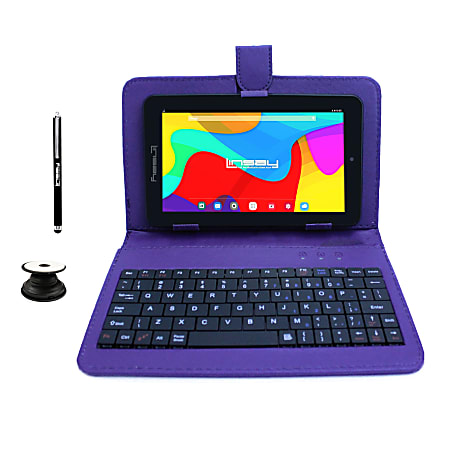 Linsay F7 Tablet, 7" Screen, 2GB Memory, 64GB Storage, Android 13, Purple Keyboard
