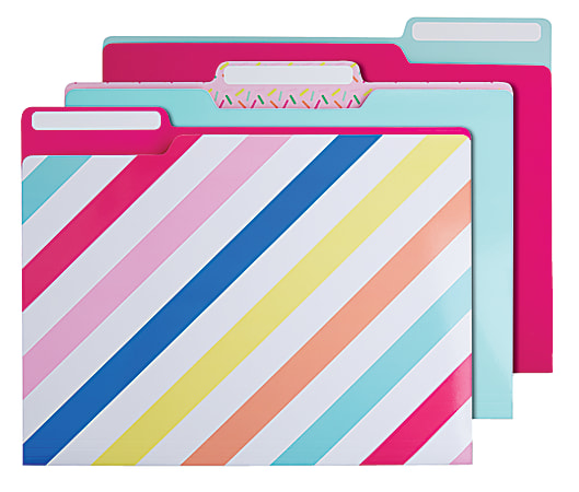 Divoga® Sweet Smarts Collection Fashion File Folders, Letter Size, Assorted Colors, Pack Of 9