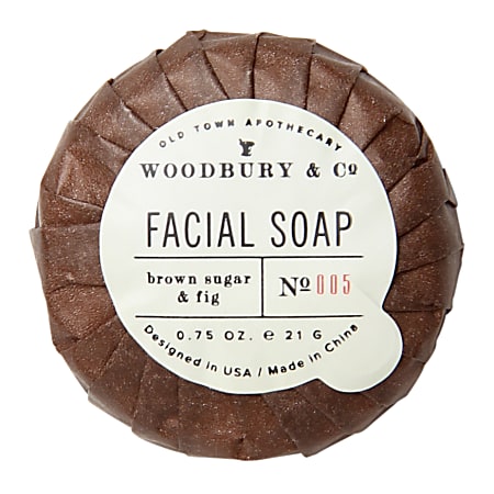 Hotel Emporium Woodbury & Co Solid Facial Hand Soap, Fig & Brown Sugar Scent, 0.74 Oz, Case Of 500 Bars
