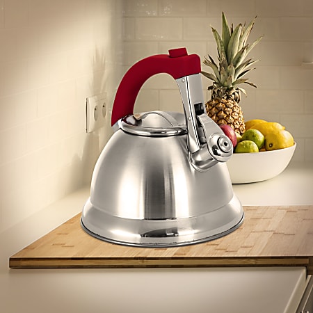 Coffee Quart Tea Kettle Collinsbroke SilverRed ODP