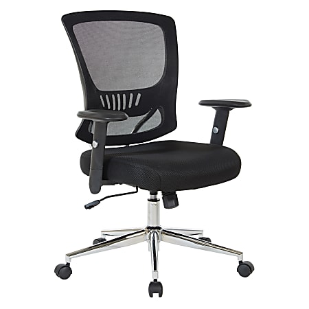 Office Star™ EM Series Ergonomic Mesh Low-Back Task Chair, Black/Silver