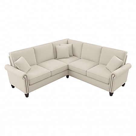 Bush® Furniture Coventry 87"W L-Shaped Sectional Couch, Cream Herringbone, Standard Delivery