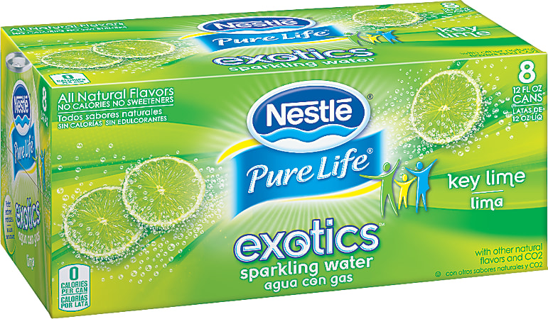 Nestlé Waters Pure Life Exotics Sparkling Water, Key Lime, 12 Oz, Case Of 24