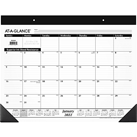 AT-A-GLANCE® Refillable Monthly Desk Calendar, 21-3/4" x 17", January to December 2022, SK2200