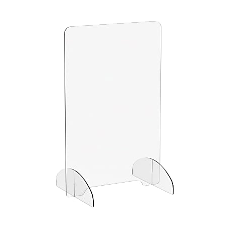 Marco Group Portable Sneeze Guard, 1" Pass Through, 24" x 15", Clear