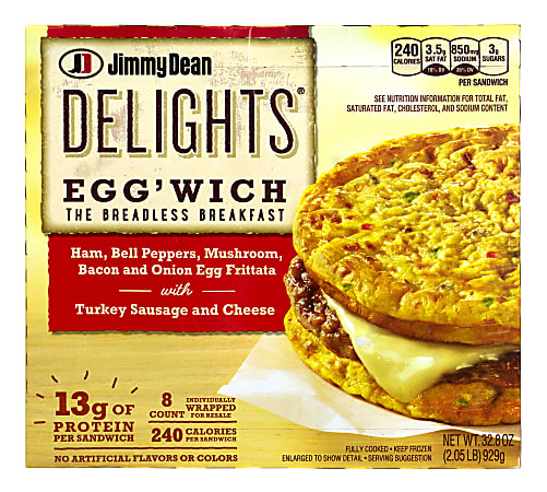 Jimmy Dean Delight Egg'wich Frittata Breakfast Sandwiches, 4.1 Oz, Box Of 8 Sandwiches