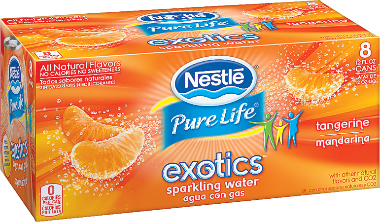 Nestlé Waters Pure Life Exotics Sparkling Water, Tangerine, 12 Oz, Case Of 24