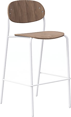 KFI Studios Tioga Laminate Barstool With Back, Beech/White